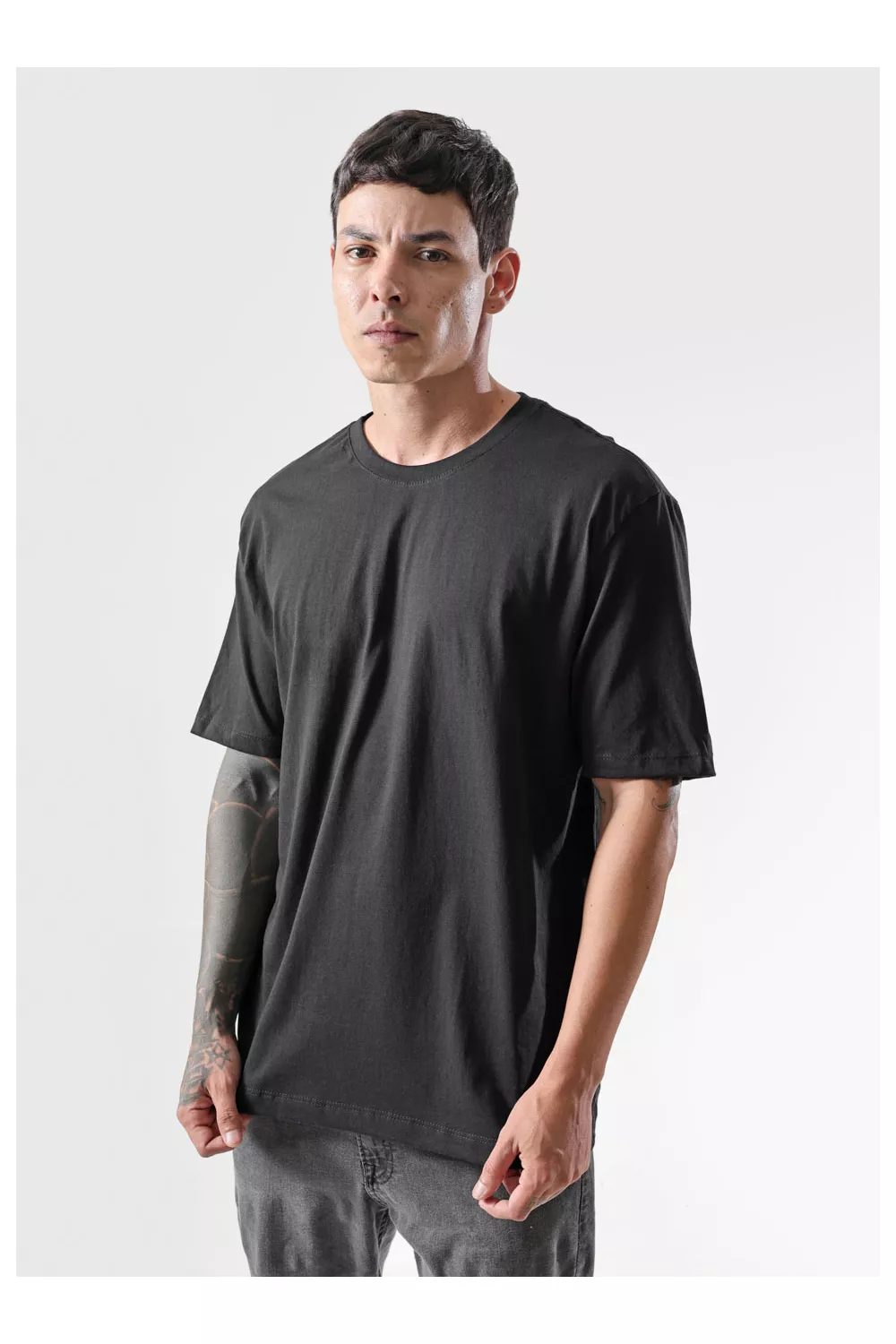 Camiseta Masculina Básica Lisa Preta - Techmalhas