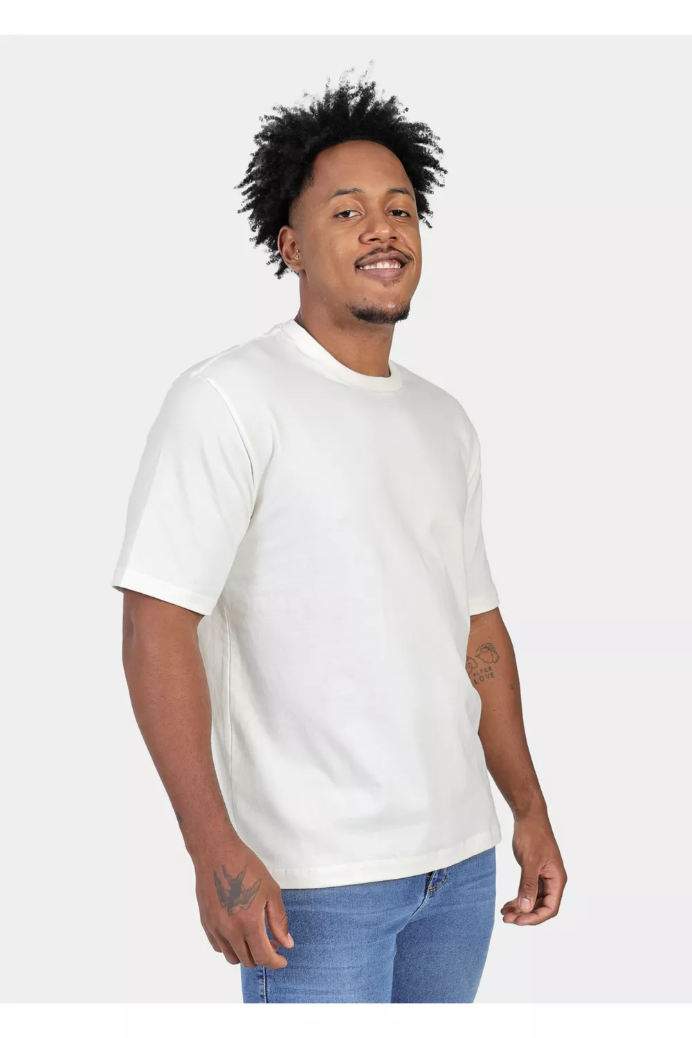 Camiseta Masculina Básica Cotton Off White - Techmalhas