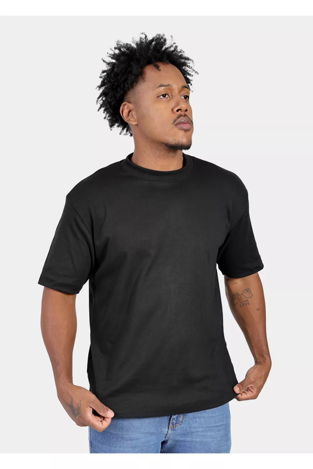 Camiseta Masculina Básica Suedine Preta - Techmalhas