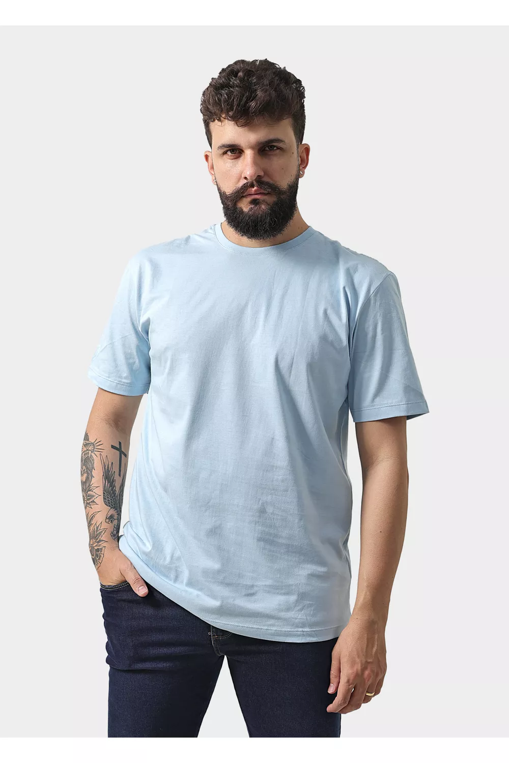 Camiseta Masculina Básica Lisa Azul Bebê - Techmalhas
