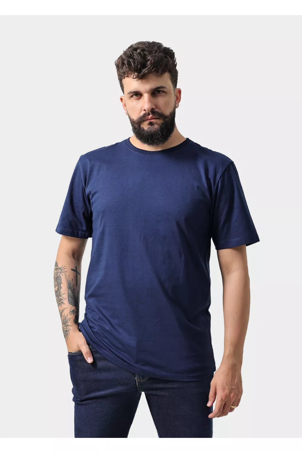 Camiseta Masculina Básica Lisa Azul Marinho - Techmalhas