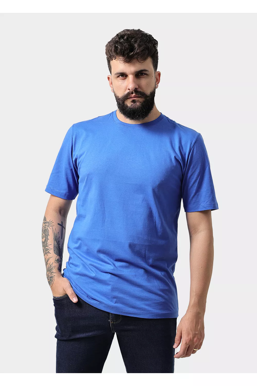 Camiseta Masculina Básica Lisa Azul Royal - Techmalhas
