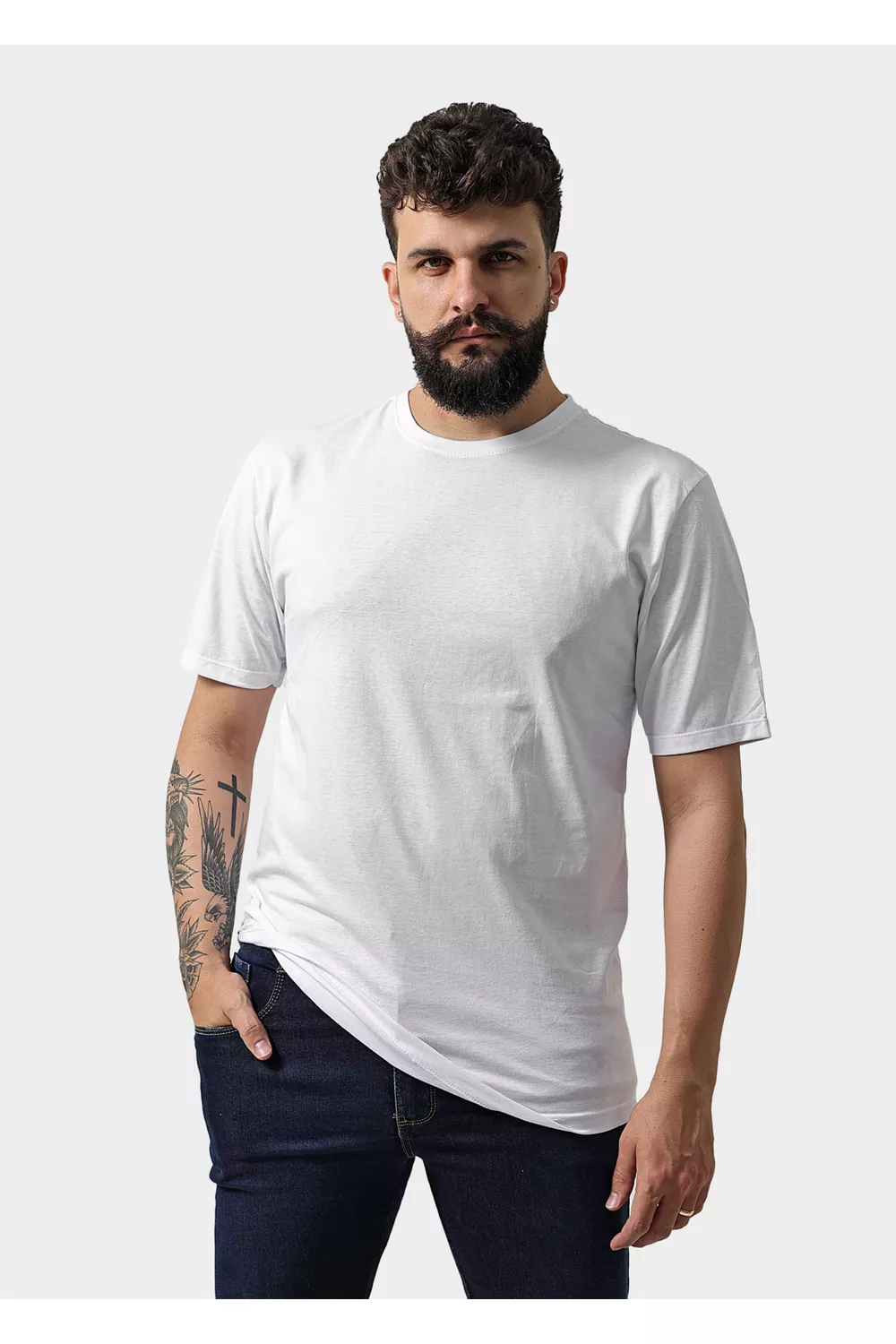 Camiseta Masculina Básica Lisa Branca - Techmalhas