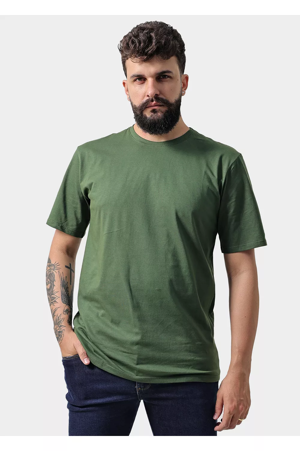 Camiseta Masculina Básica Lisa Verde - Techmalhas