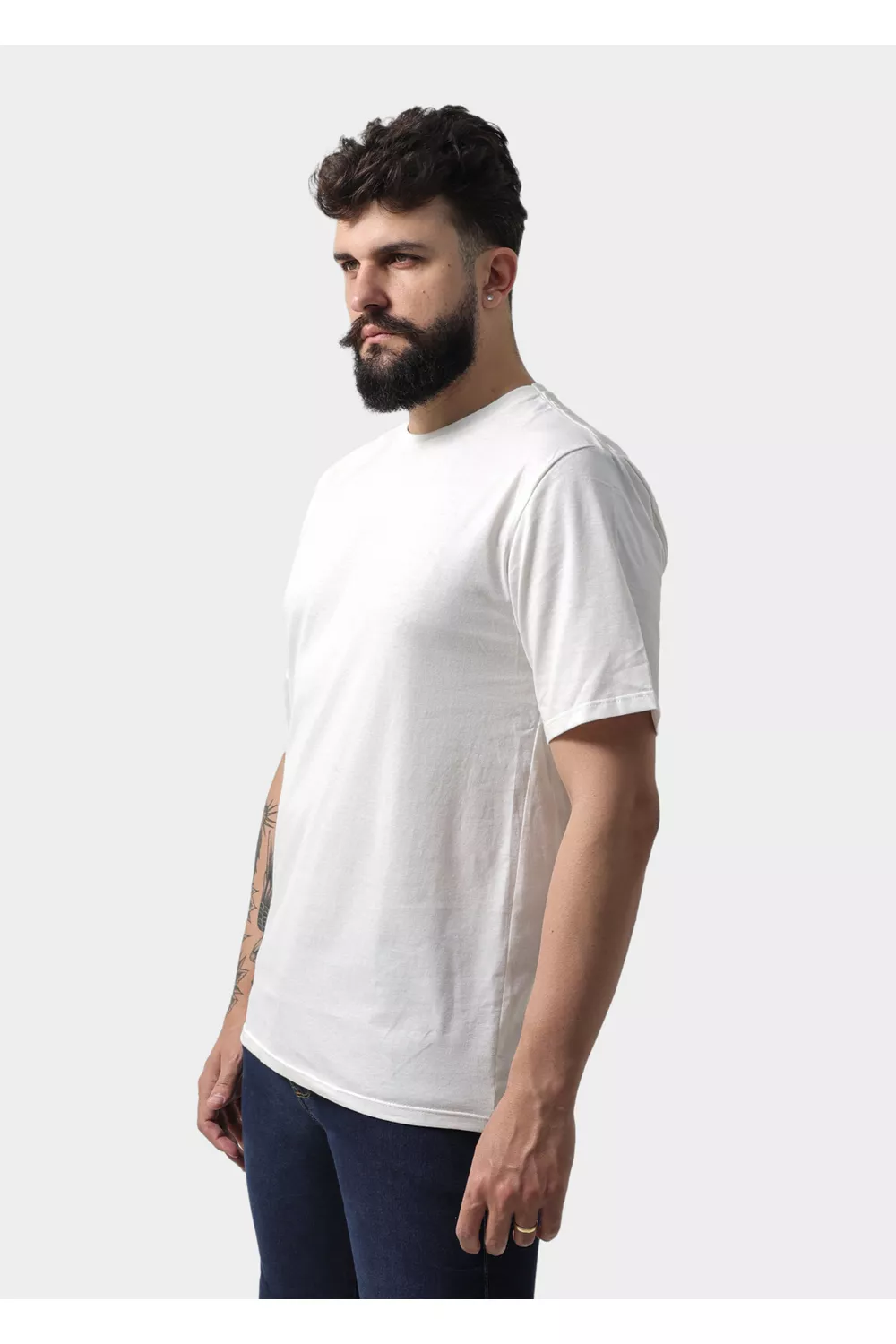 Camiseta Masculina Básica Lisa Off White - Techmalhas