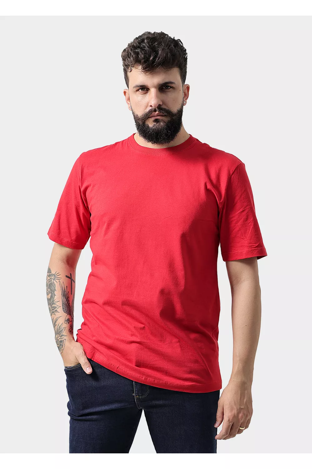 Camiseta Masculina Básica Lisa Vermelha - Techmalhas