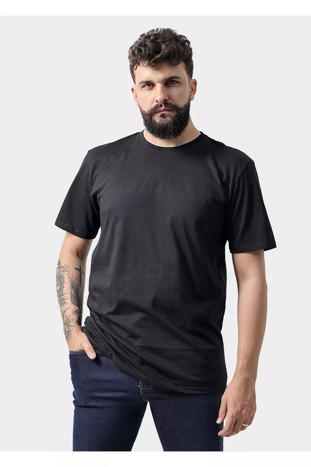 Camiseta Masculina Básica Lisa Preta - Techmalhas