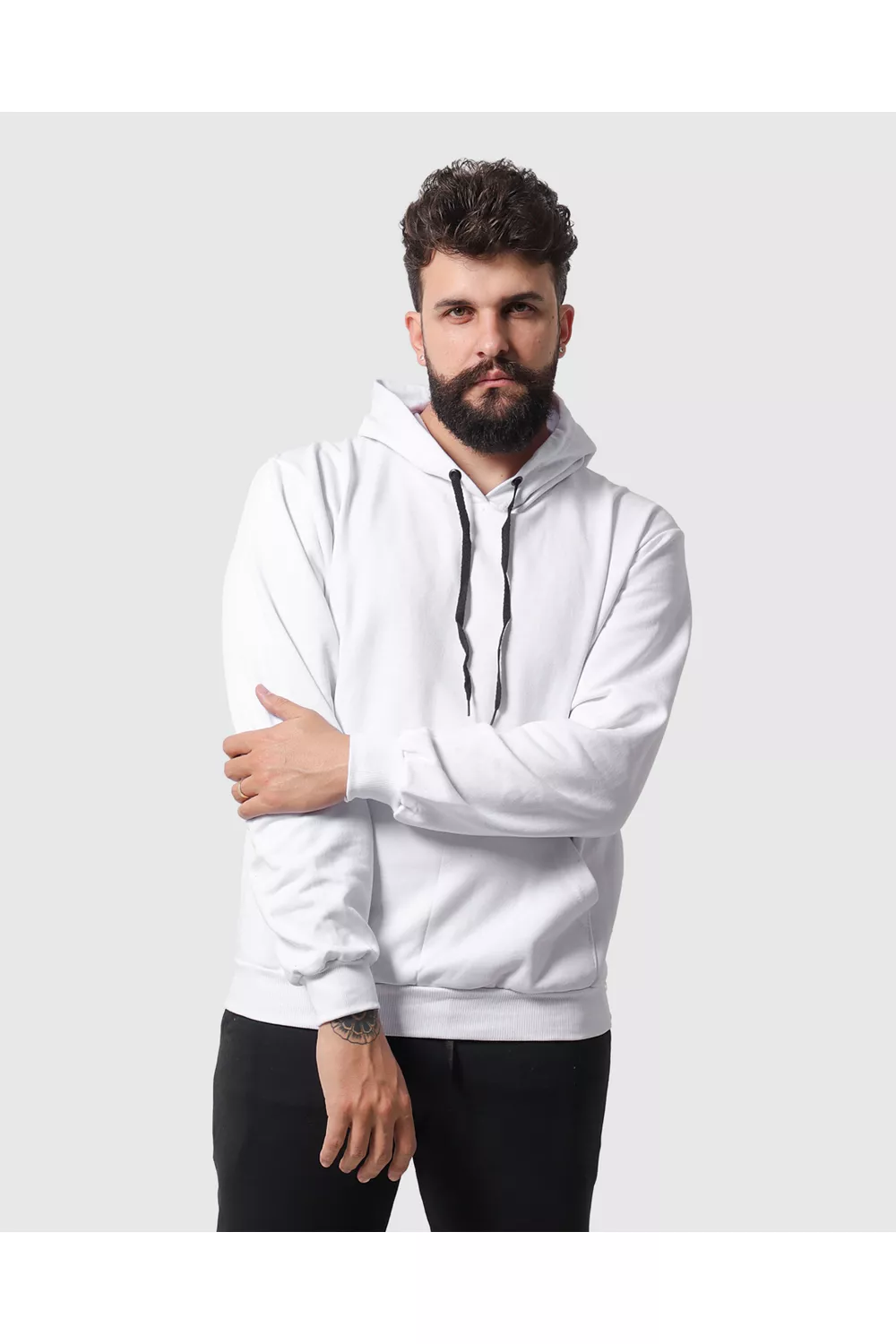 Blusa De Moletom Masculino Canguru Branco - Techmalhas