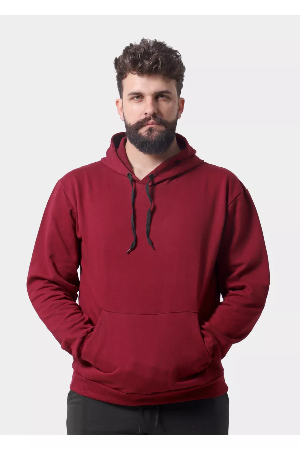Blusa De Moletom Masculino Canguru Bordo - Techmalhas