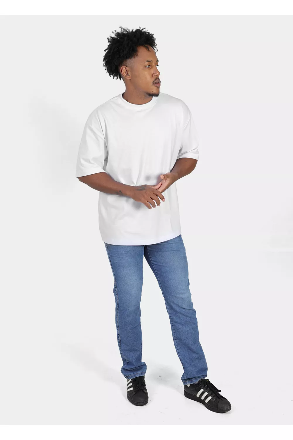 Camiseta Masculina Oversized Suedine Branca | Techmalhas
