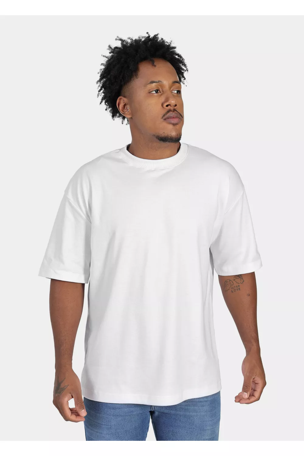 Camiseta Masculina Oversized Suedine Branca | Techmalhas