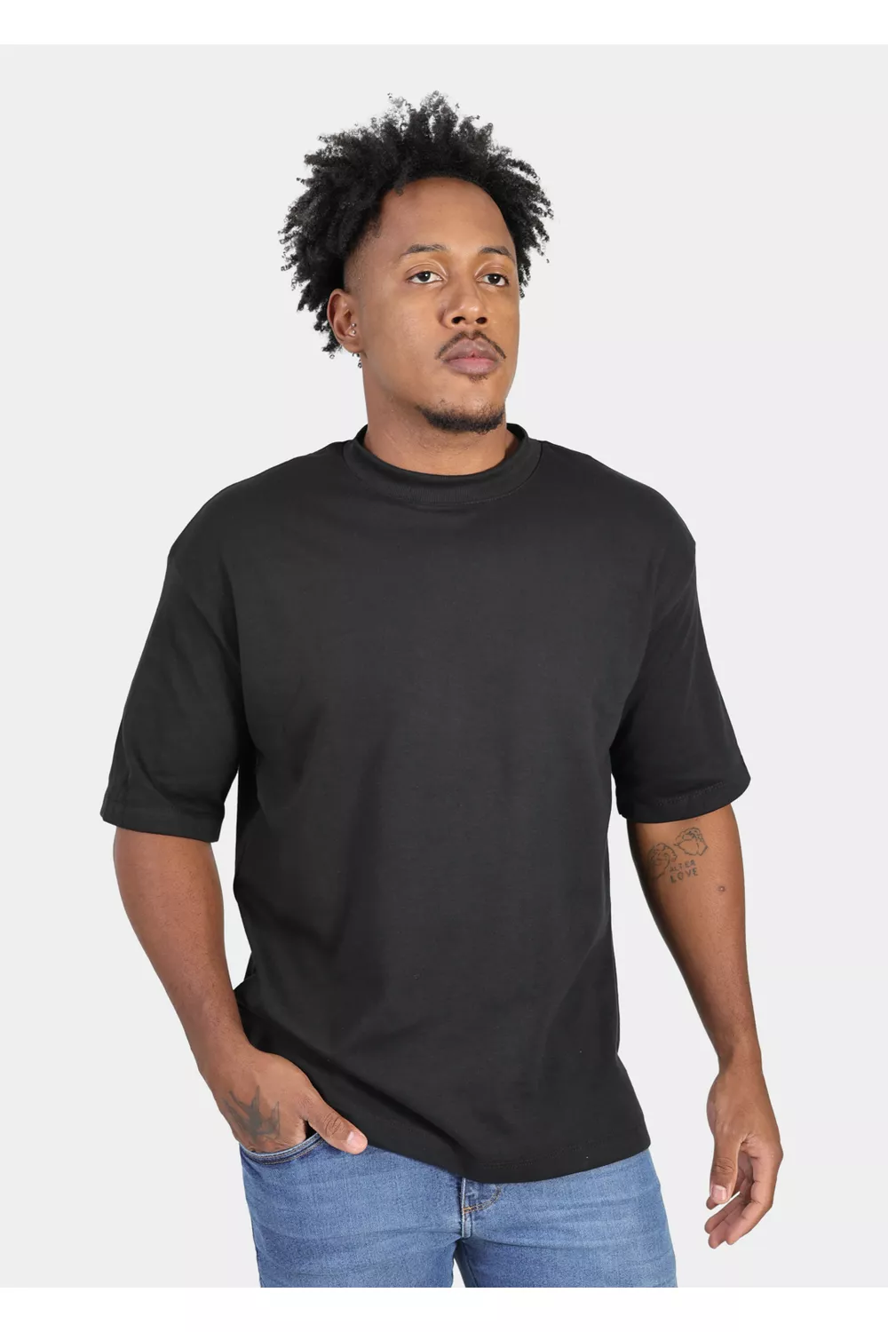 Camiseta Masculina Oversized Suedine Preta - Techmalhas