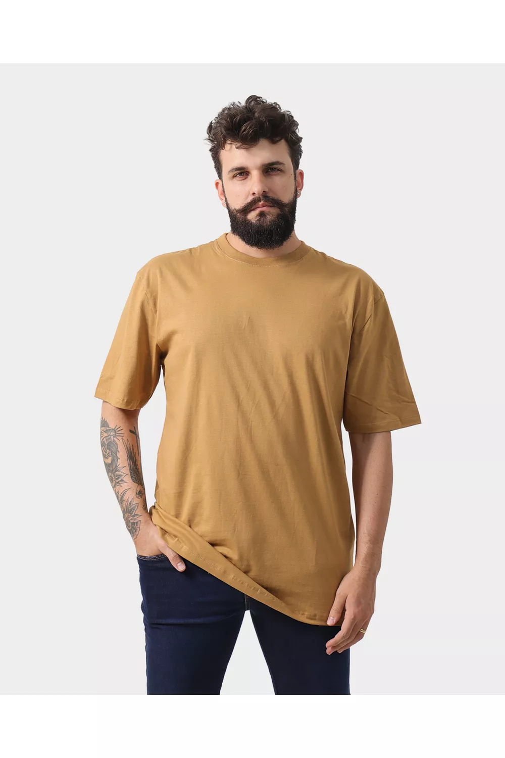 Camiseta Masculina Oversized Mostarda - Techmalhas