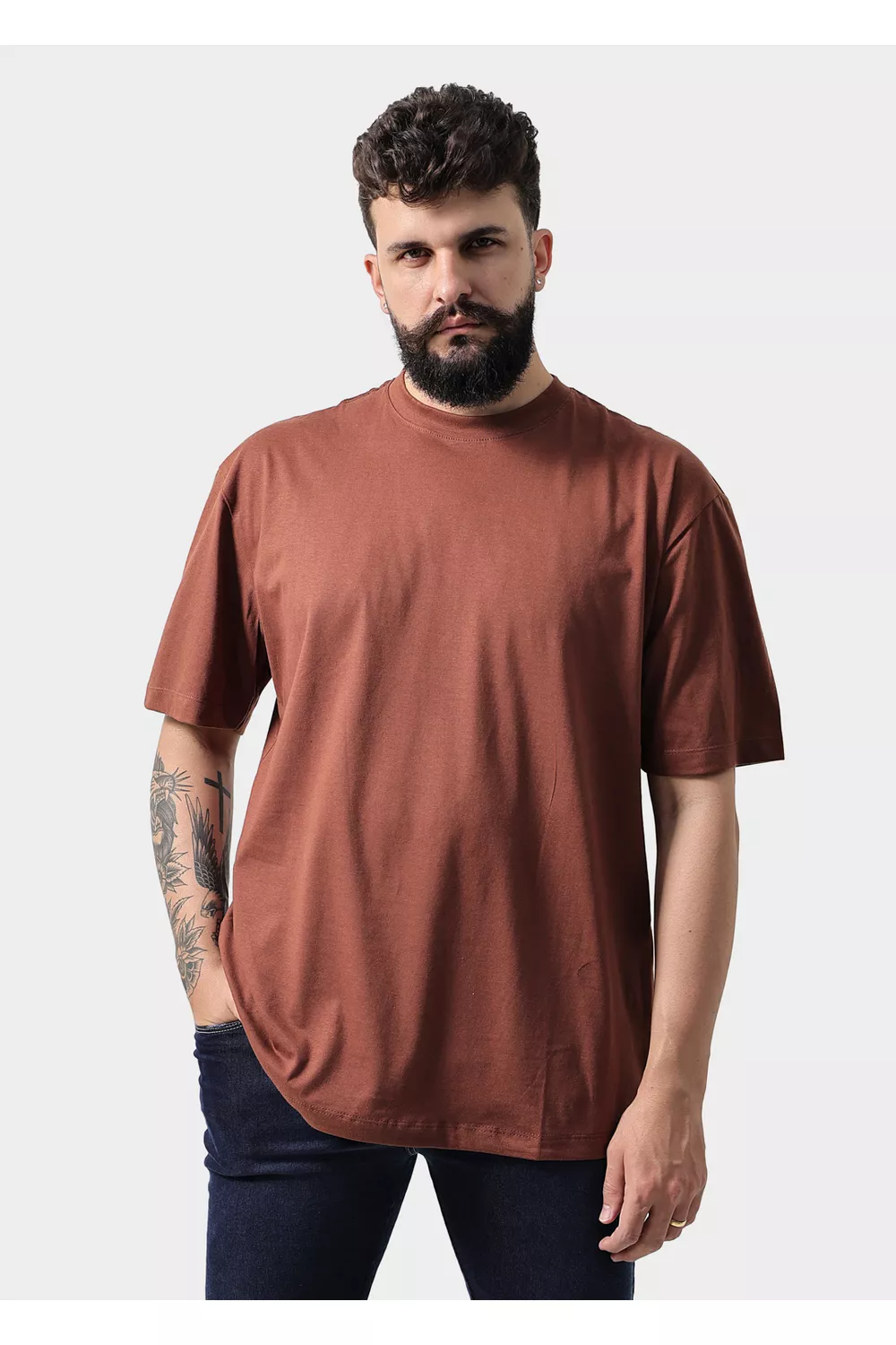 Camiseta Masculina Oversized Marrom - Techmalhas