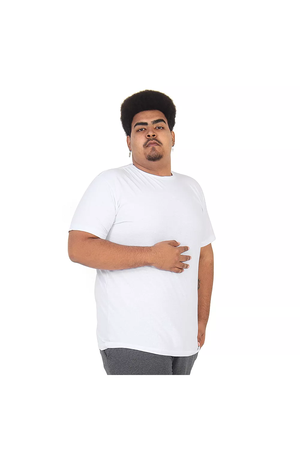 Camiseta Masculina Básica Plus Size Branca - Techmalhas
