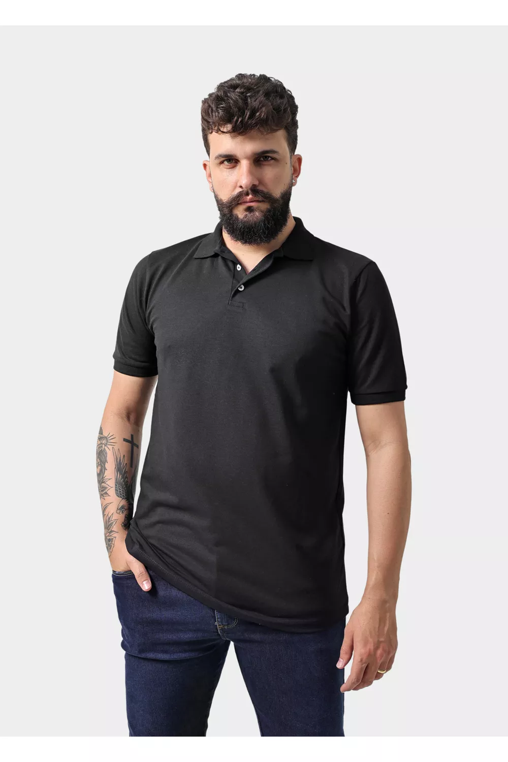 Camisa Polo Masculina Preta - Techmalhas