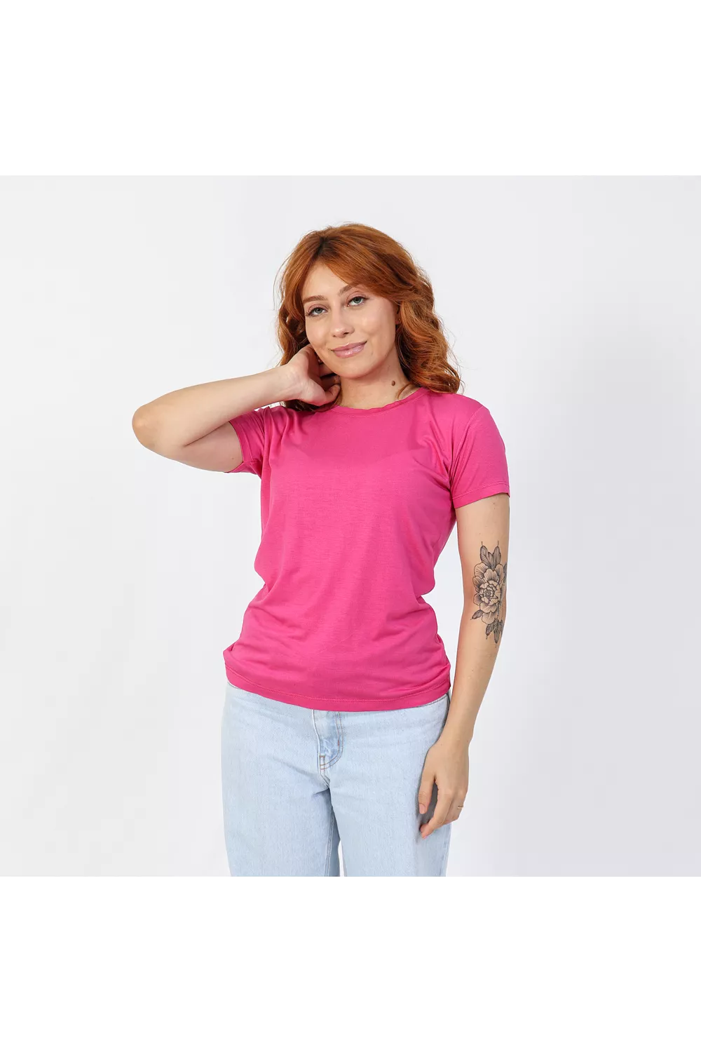 Camiseta Baby Look Viscolycra Feminina Rosa - Techmalhas