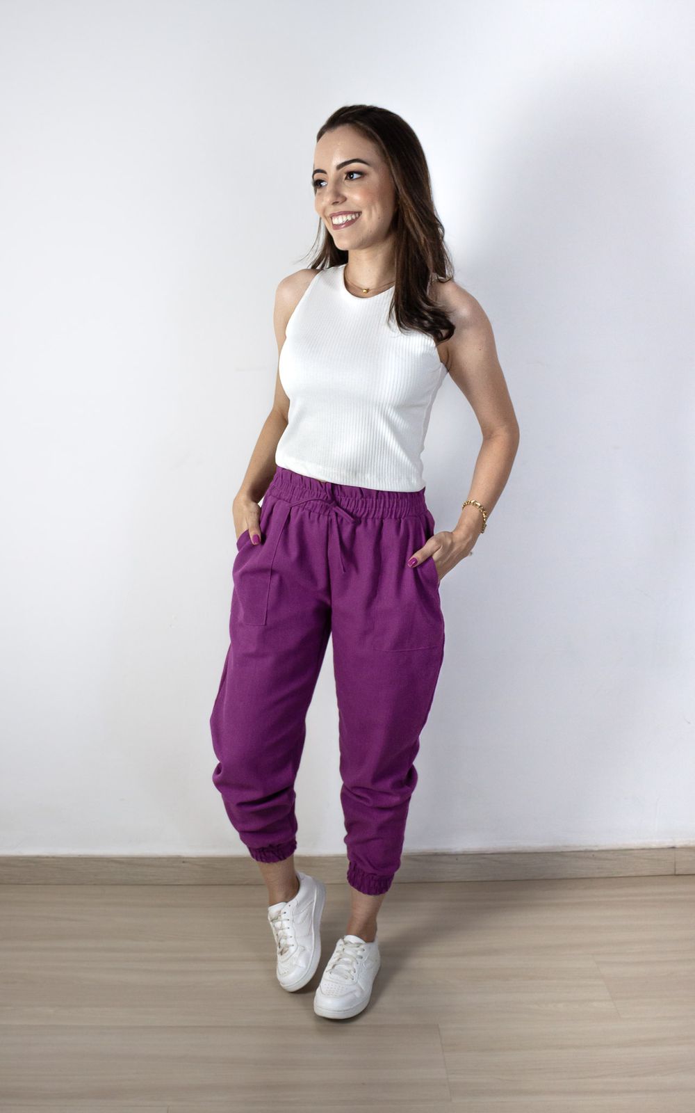 Calça jogger de shop linho feminina