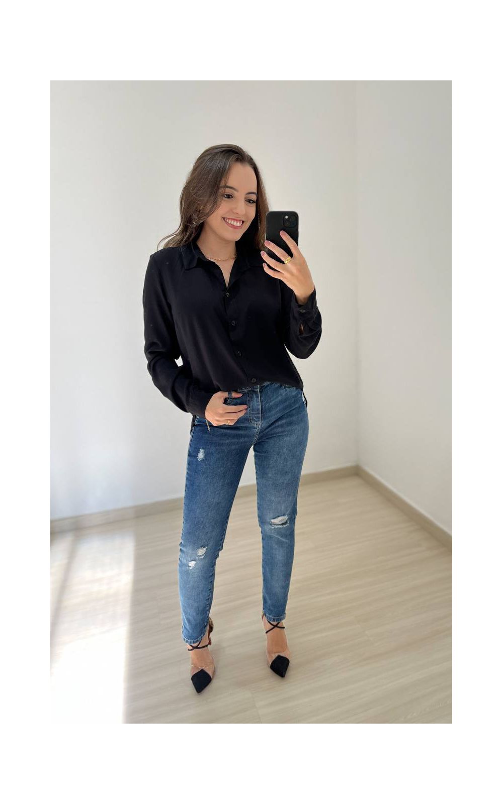 Calça jeans slim destroyed sales
