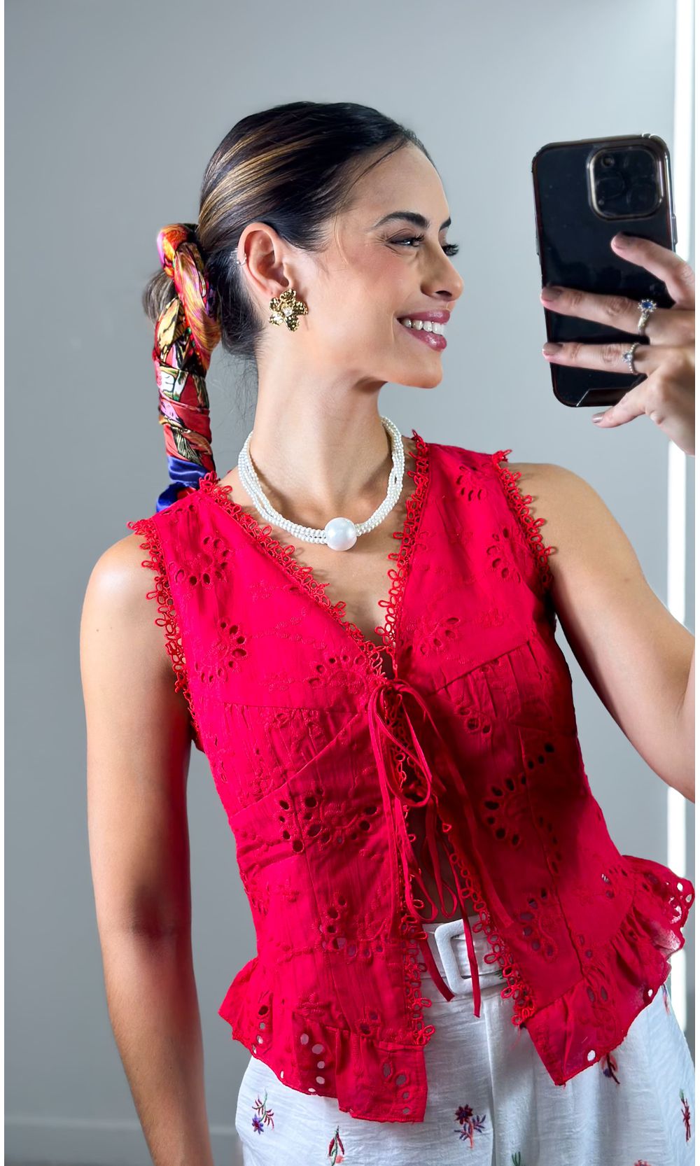 Bata Cavada Com Amarração Em Laise - Vermelho - Jack Modas, Moda Feminina e Acessórios 
