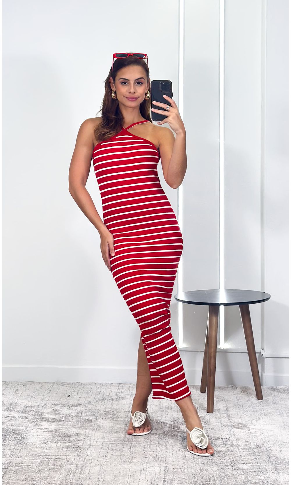 Vestido Midi Canelado Frente Única com Listras Fin... - Jack Modas, Moda Feminina e Acessórios 