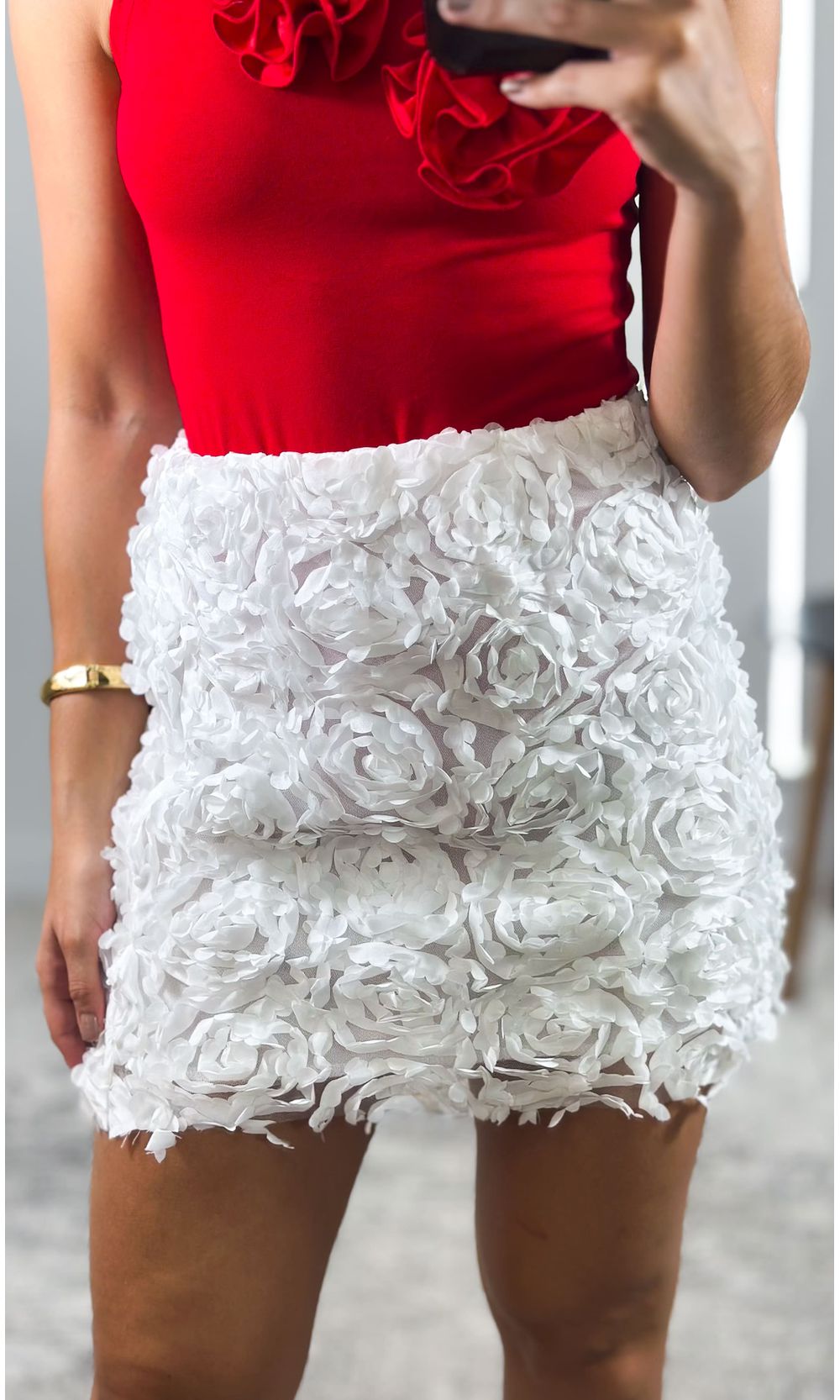 Saia Curta em Tule com Flores - Branco - Jack Modas, Moda Feminina e Acessórios 