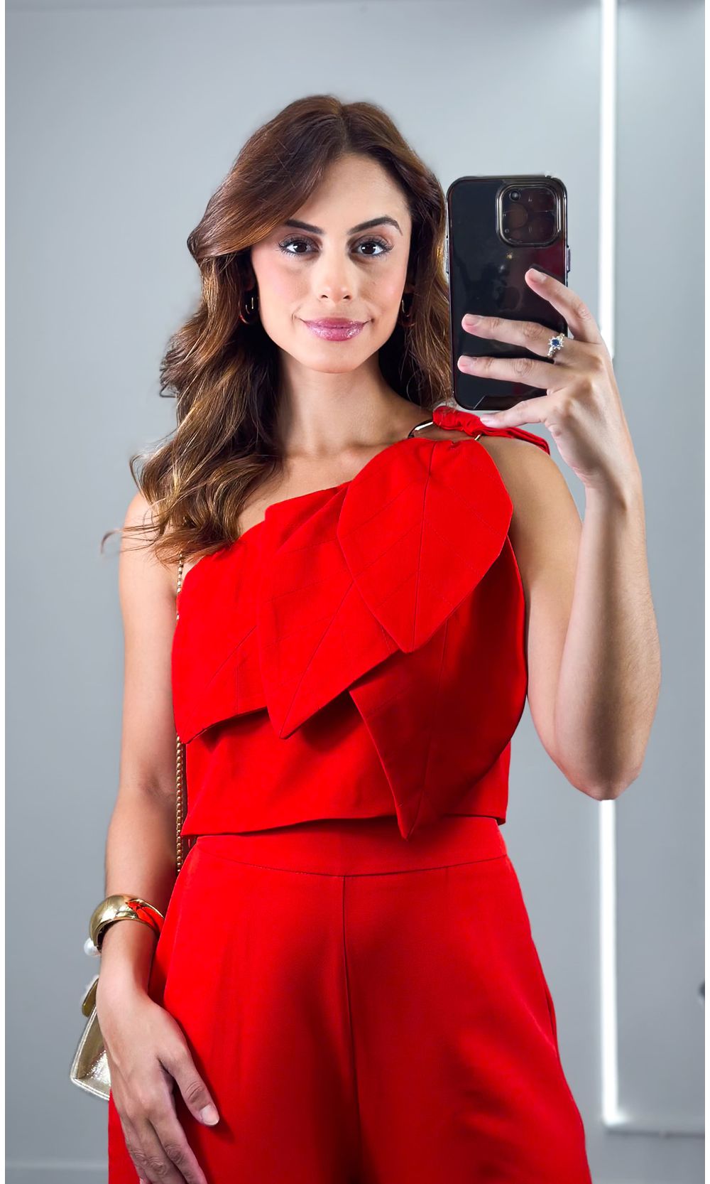 Cropped Um Ombro Com Fivela e Efeito Pétalas - Ver... - Jack Modas, Moda Feminina e Acessórios 