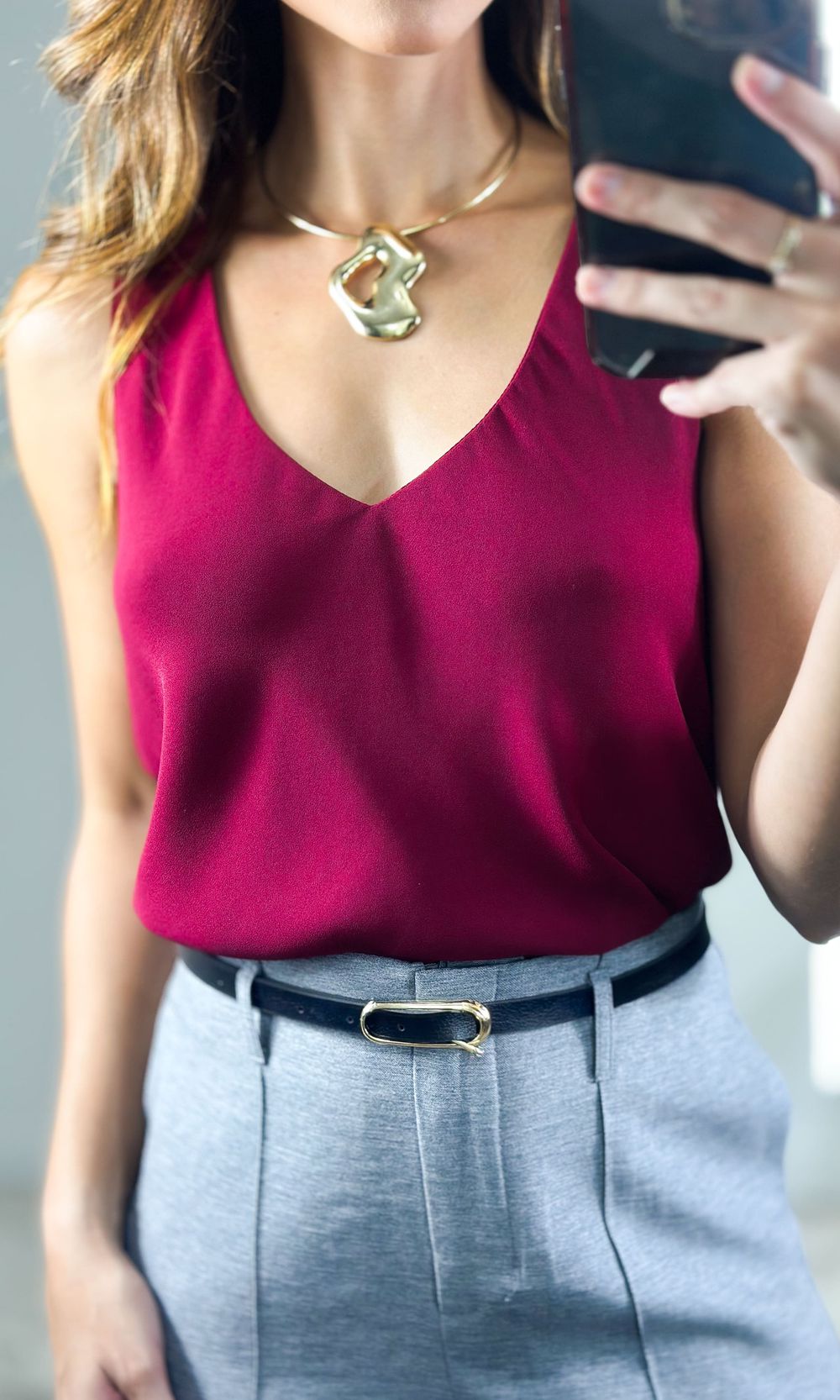 Regata Crepe com Decote V Edna - Vinho - Jack Modas, Moda Feminina e Acessórios 