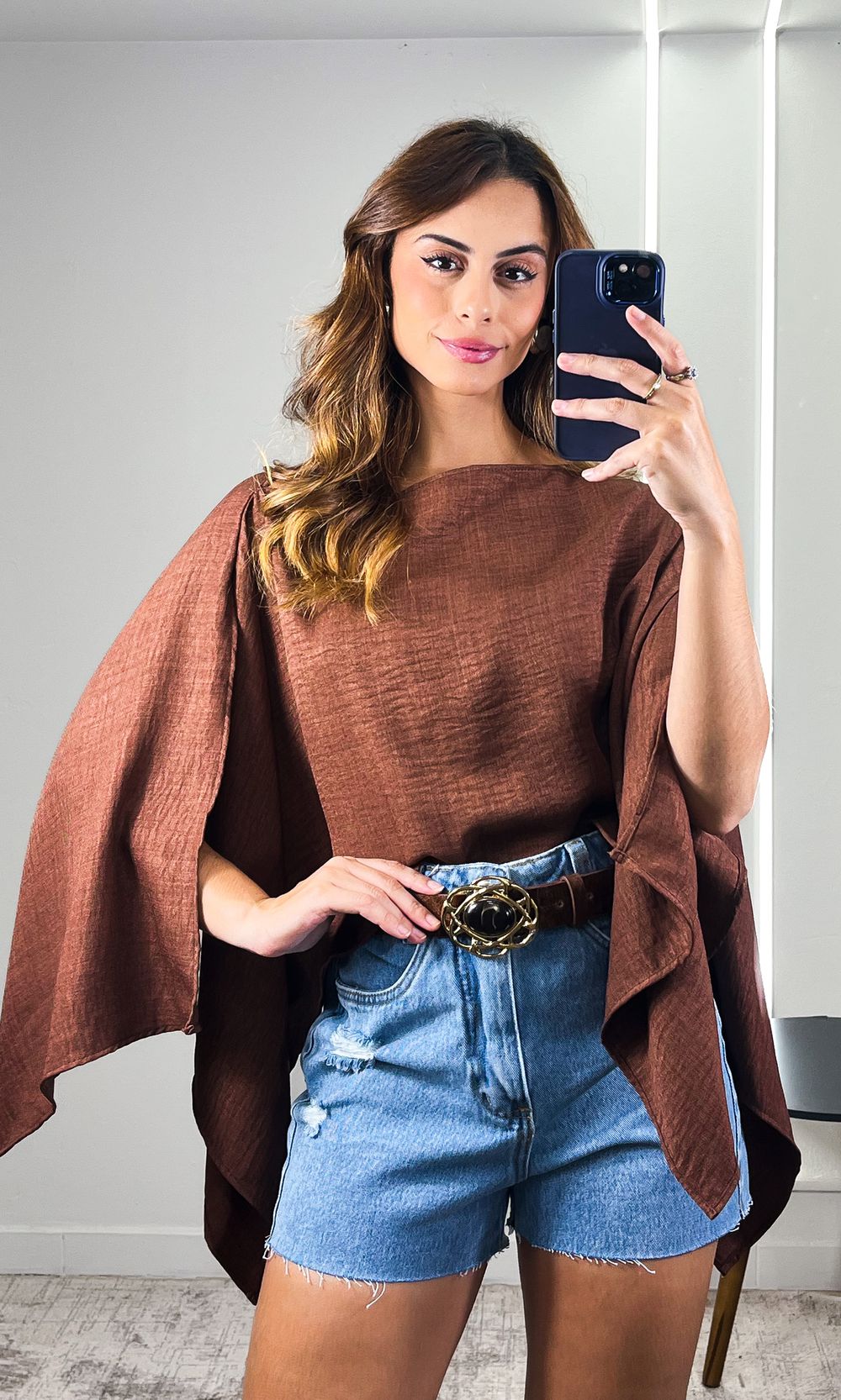 Blusa Assimétrica Crepe com Top - Marrom - Jack Modas, Moda Feminina e Acessórios 