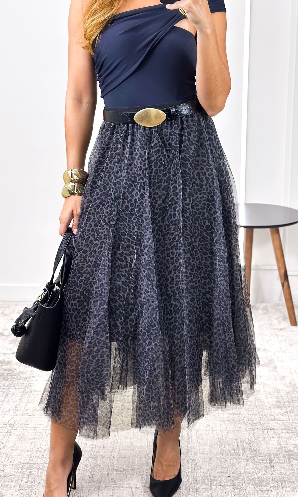 Saia Tule Godê Leopardo - Preto - Jack Modas, Moda Feminina e Acessórios 