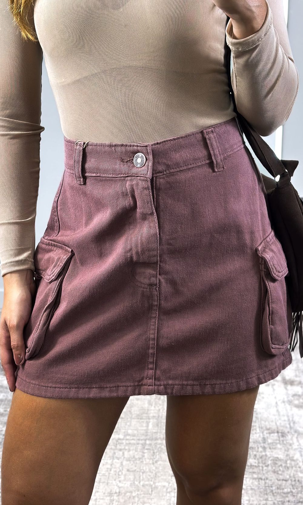 Saia Jeans Cargo Grace - Marrom - Jack Modas, Moda Feminina e Acessórios 