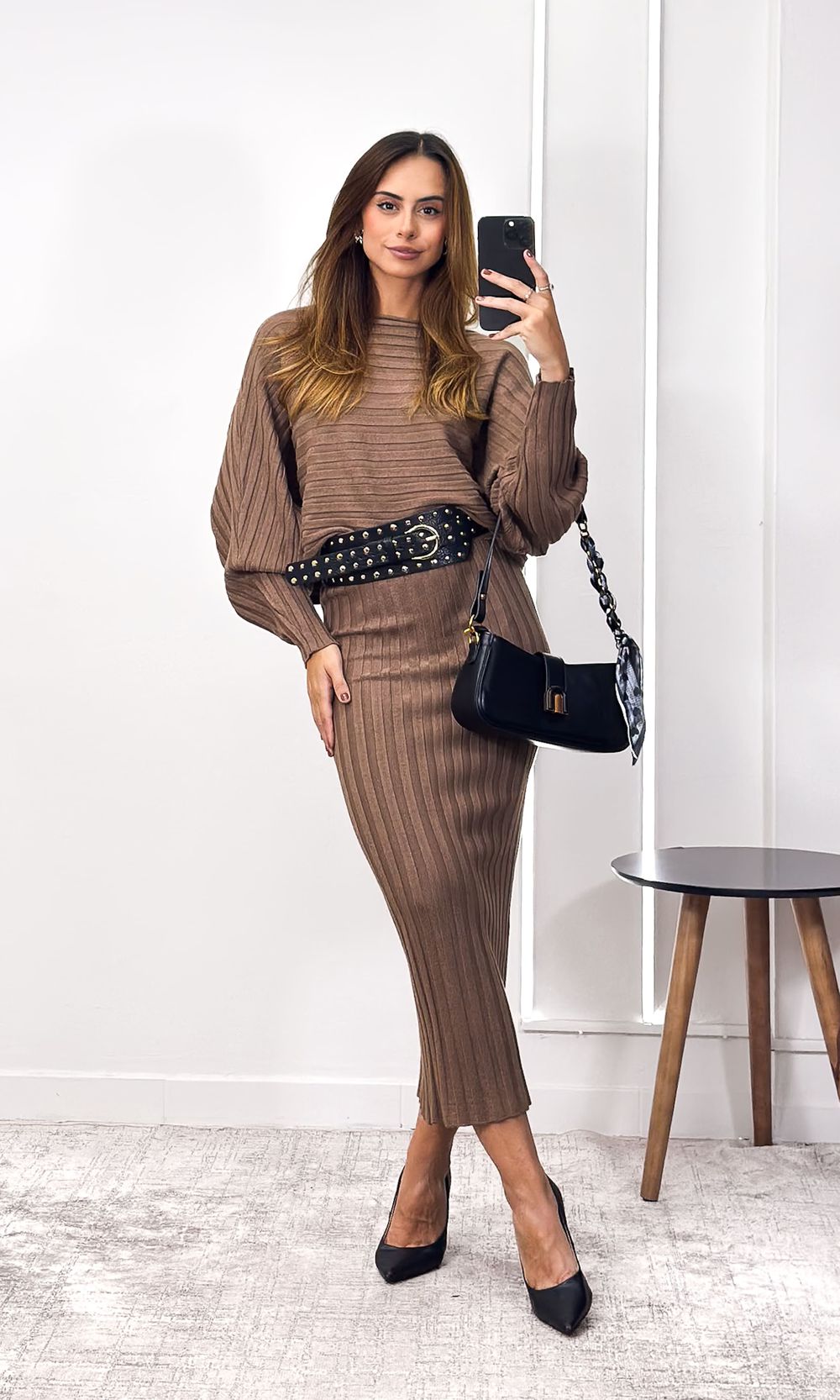 Conjunto Tricô Modal Saia e Blusa Taila - Chocolat... - Jack Modas, Moda Feminina e Acessórios 