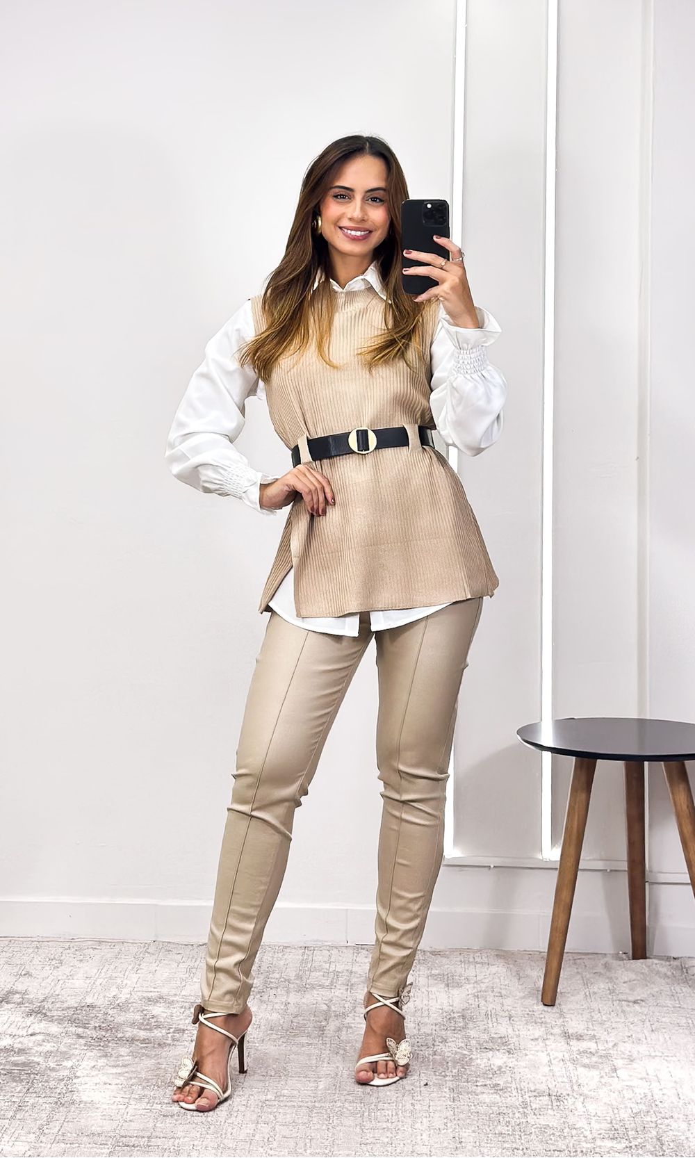 Calça Skinny Resinada - Bege - Jack Modas, Moda Feminina e Acessórios 