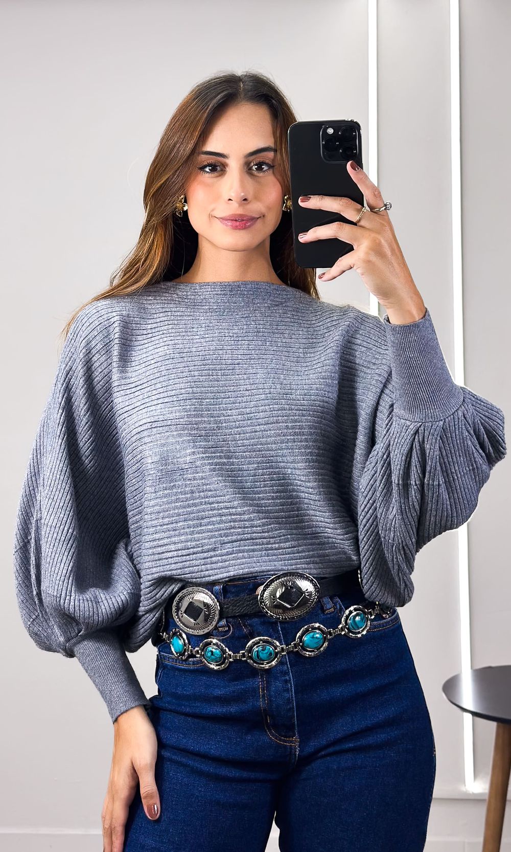 Blusa Ampla Tricô Modal Eloá - Cinza Mescla - Jack Modas, Moda Feminina e Acessórios 