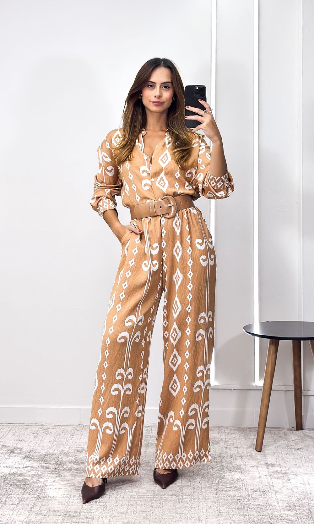 Conjunto Paisley Camisa e Calça - Doce de Leite/Br... - Jack Modas, Moda Feminina e Acessórios 