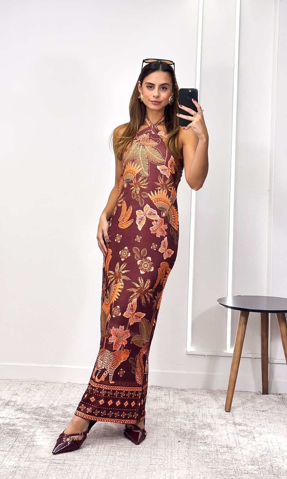 Vestido Poliamida Frente Única Estampado - Bordô/L... - Jack Modas, Moda Feminina e Acessórios 