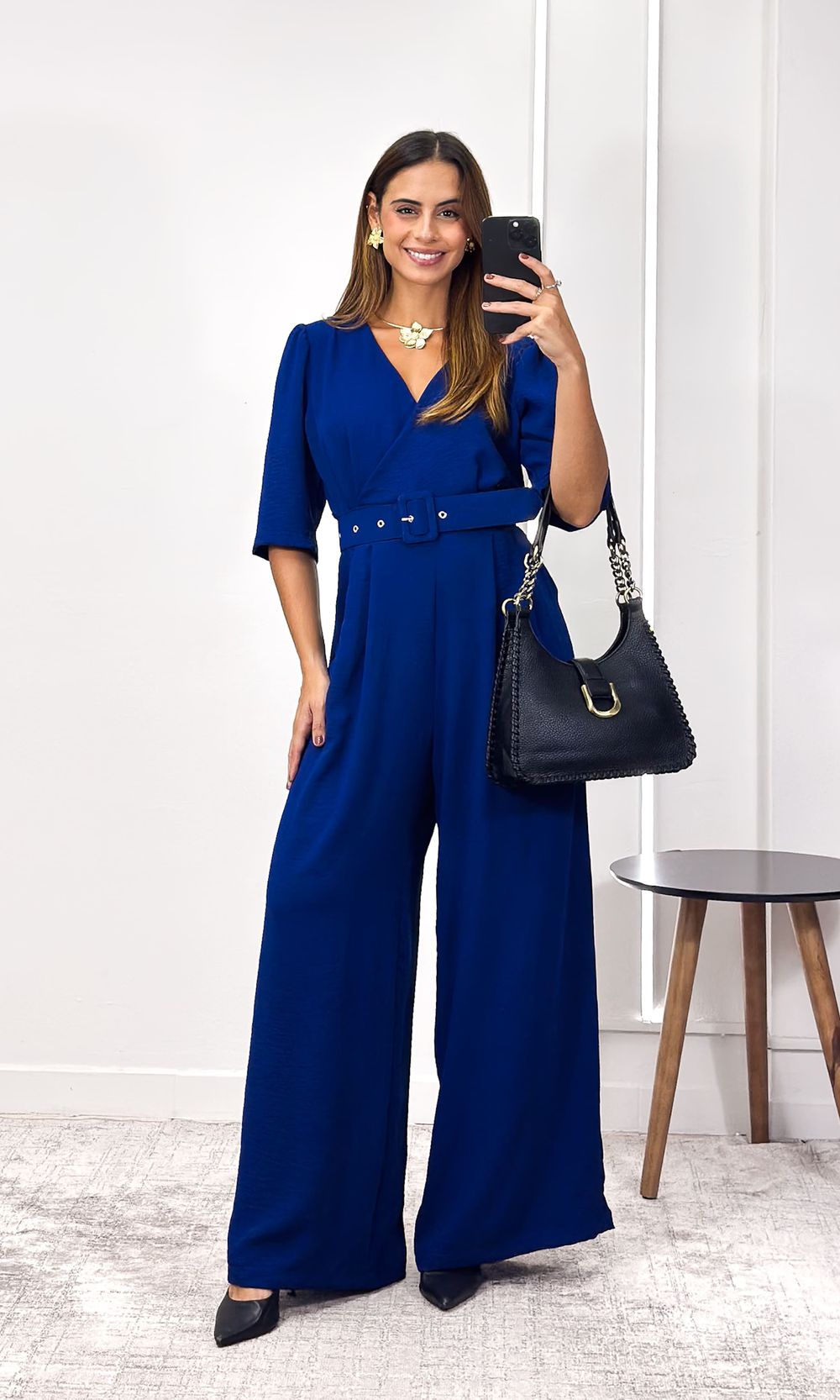 Macacão Pantalona com Manga - Azul Escuro - Jack Modas, Moda Feminina e Acessórios 