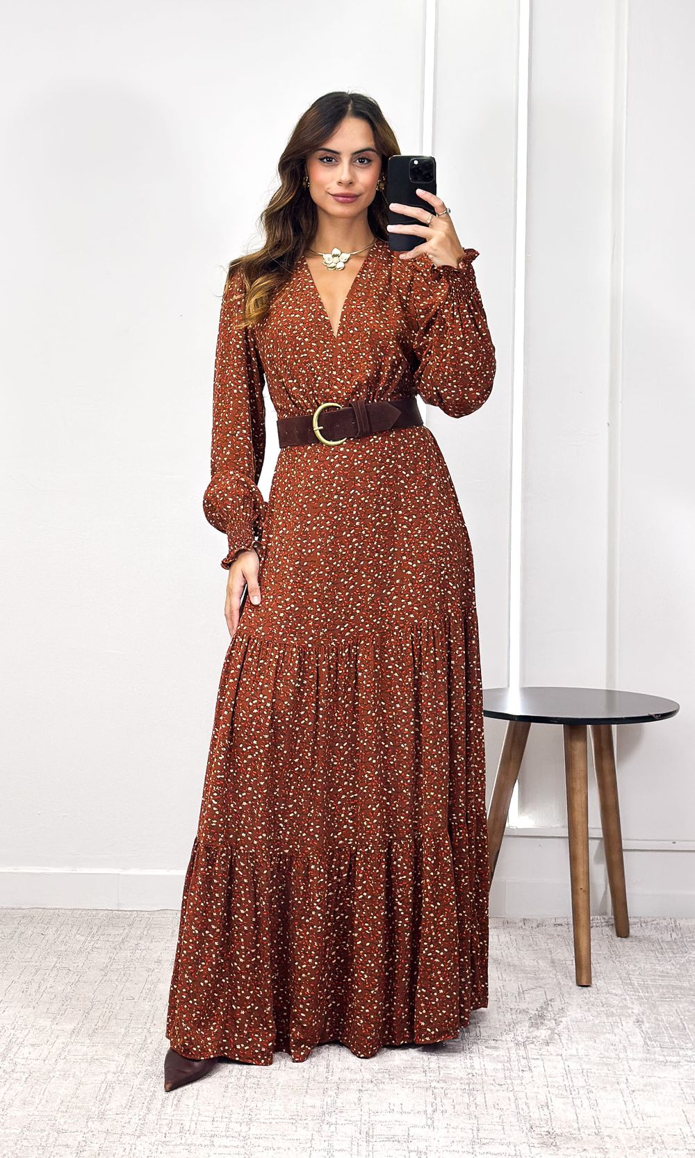 Vestido Linho com Manga Liberty - Marrom - Jack Modas, Moda Feminina e Acessórios 