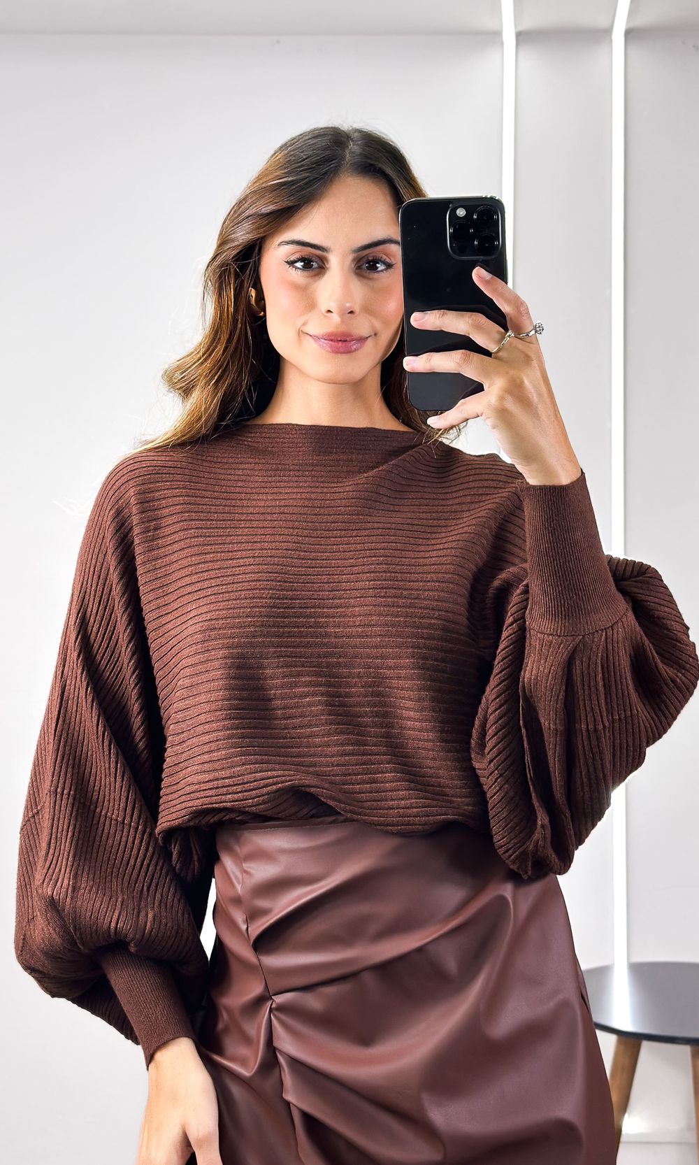 Blusa Ampla Tricô Modal Eloá - Marrom - Jack Modas, Moda Feminina e Acessórios 