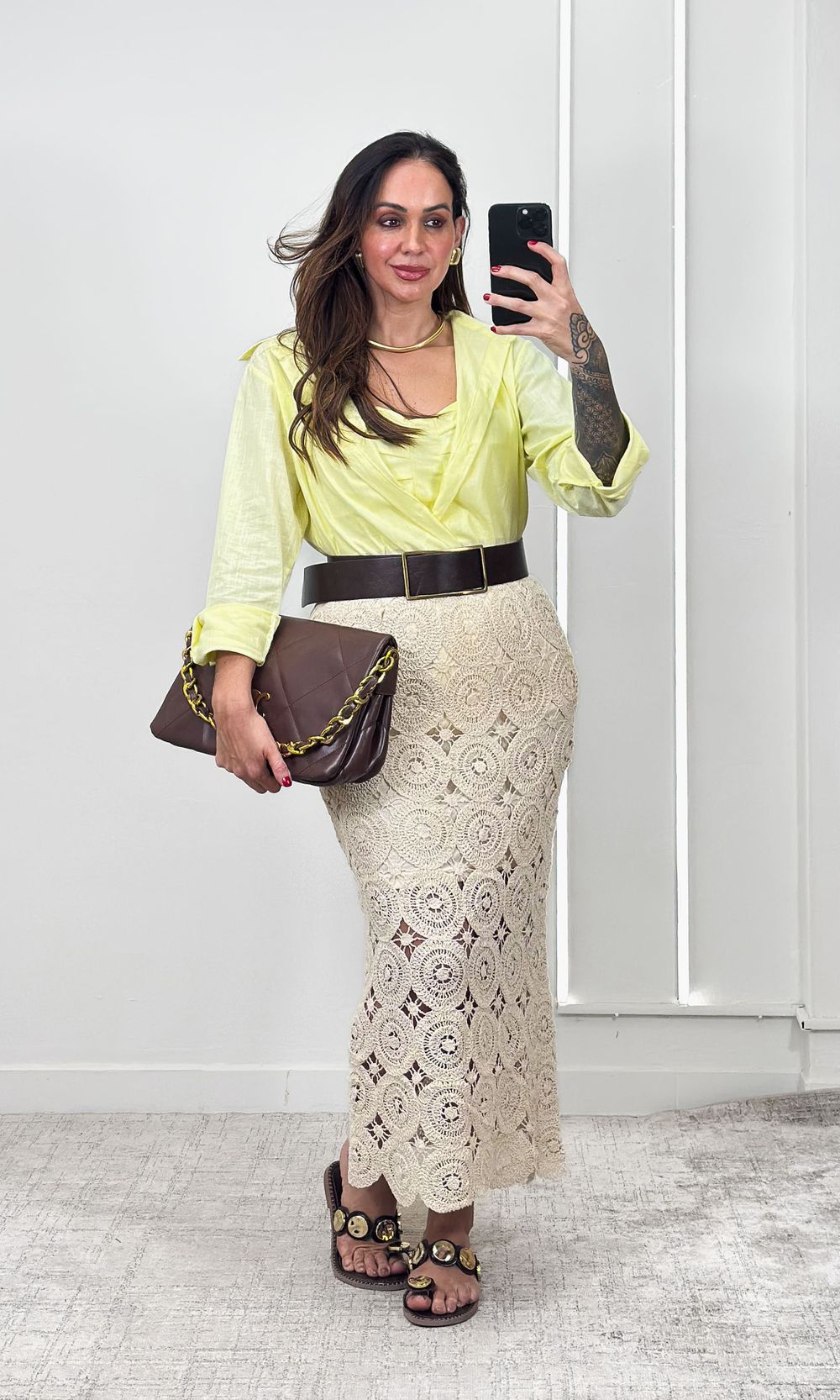 Saia Reta Crochê - Bege - Jack Modas, Moda Feminina e Acessórios 