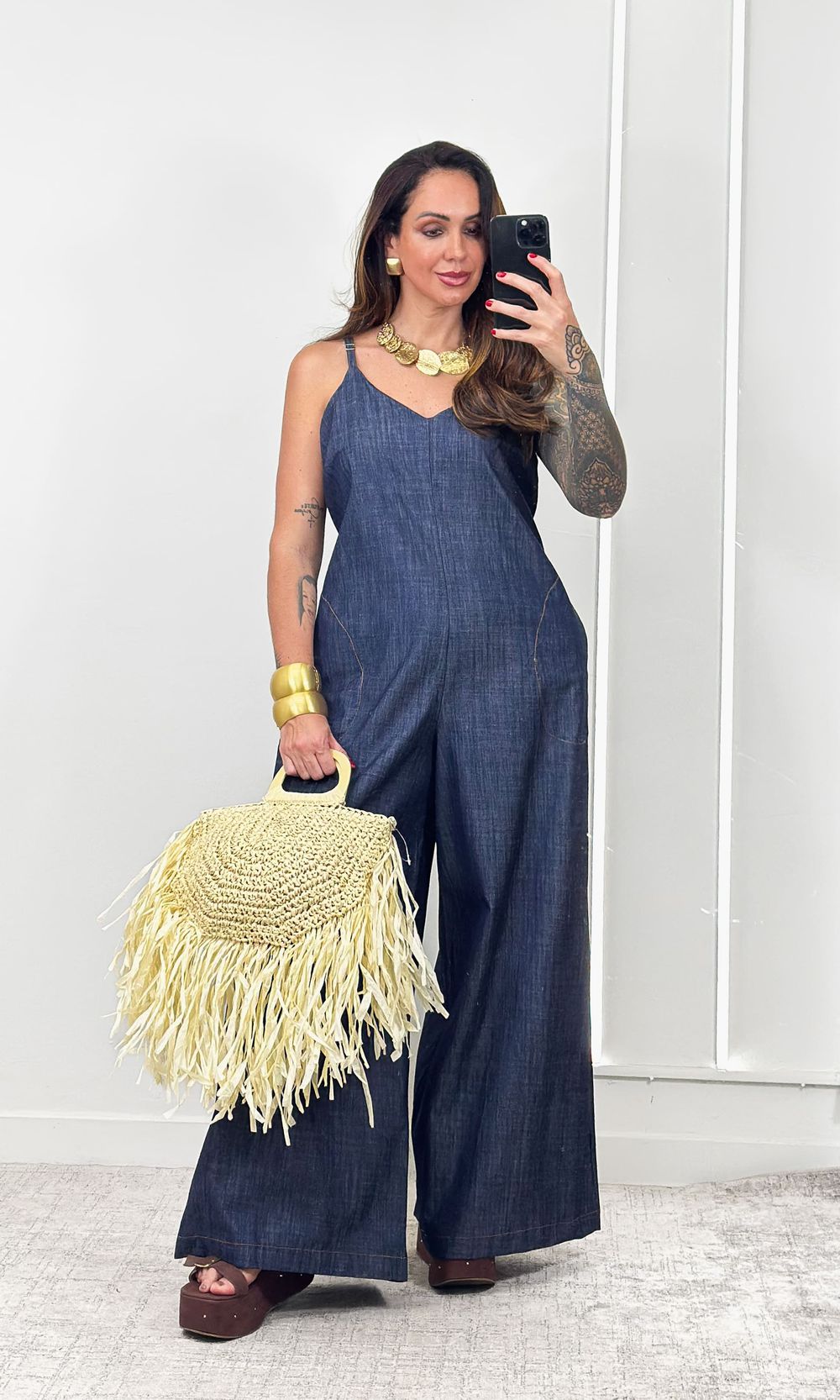 Macacão Jeans Pantalona - Azul Escuro - Jack Modas, Moda Feminina e Acessórios 