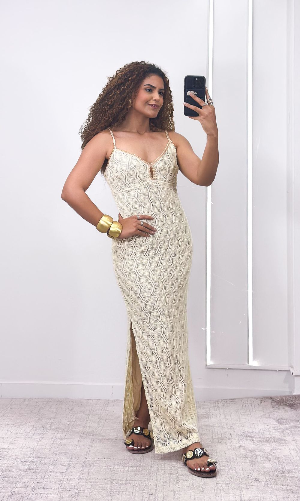 Vestido Crochê Decote Pedras Selena - Bege - Jack Modas, Moda Feminina e Acessórios 