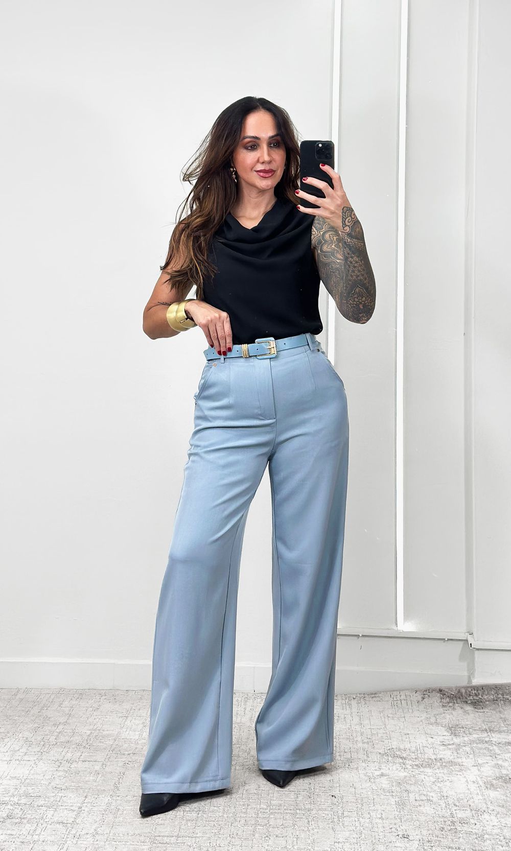 Calça Wide Leg Cinto Maki - Azul - Jack Modas, Moda Feminina e Acessórios 