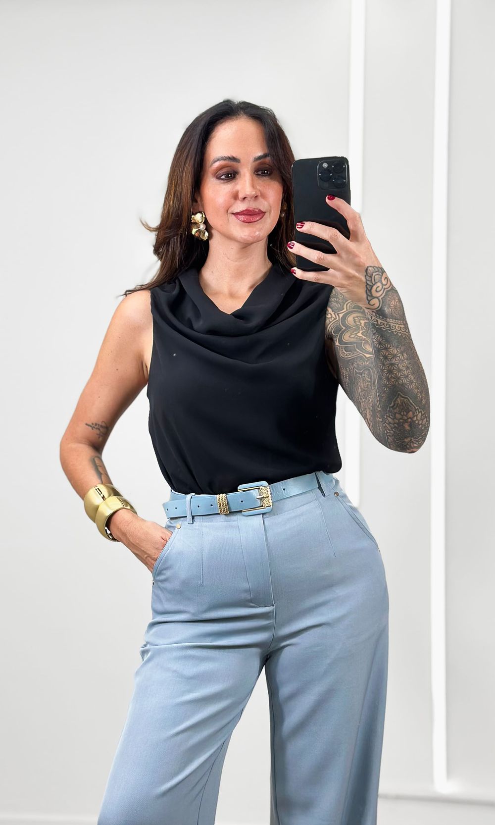 Blusa Gola Degage Botão Atrás - Preto - Jack Modas, Moda Feminina e Acessórios 
