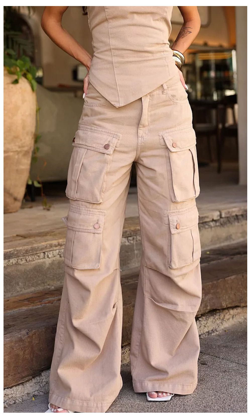 Calça Jeans Cargo Utility - Bege Iced Coffee - Jack Modas, Moda Feminina e Acessórios 