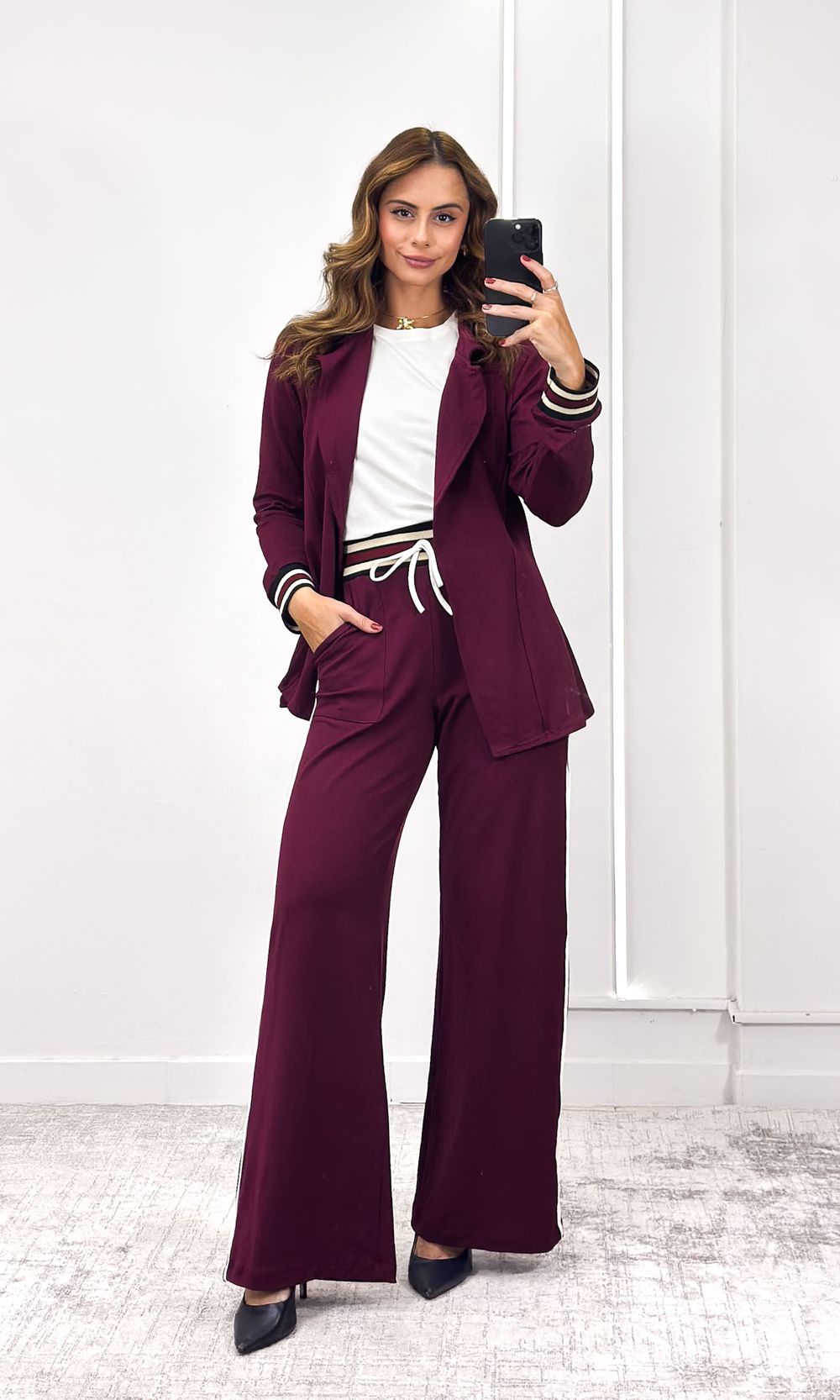 Conjunto Blusa, Calça e Blazer - Bordô - Jack Modas, Moda Feminina e Acessórios 