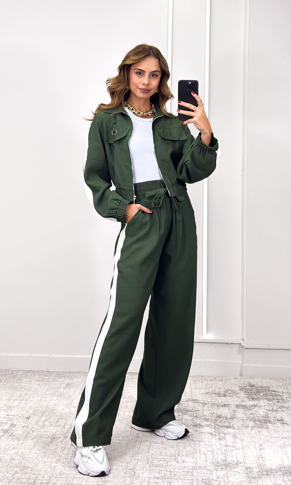 Conjunto Casaco e Calça Track - Verde Escuro - Jack Modas, Moda Feminina e Acessórios 