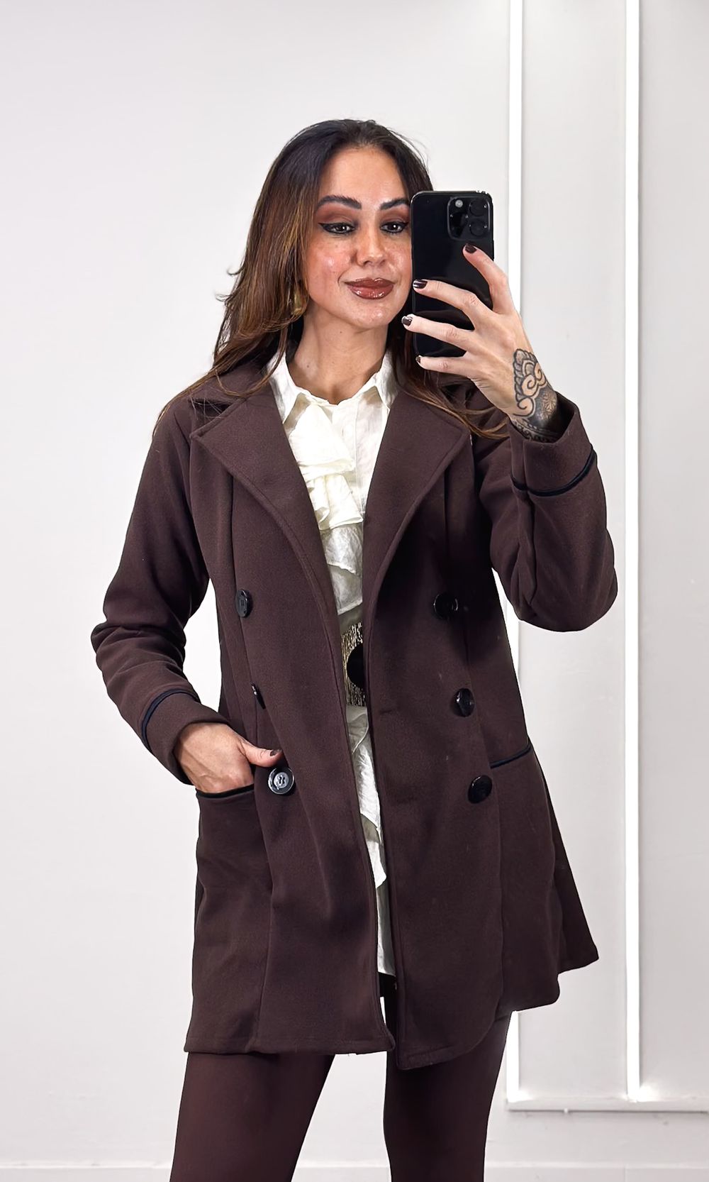 Sobretudo Lã Batida - Marrom Escuro - Jack Modas, Moda Feminina e Acessórios 