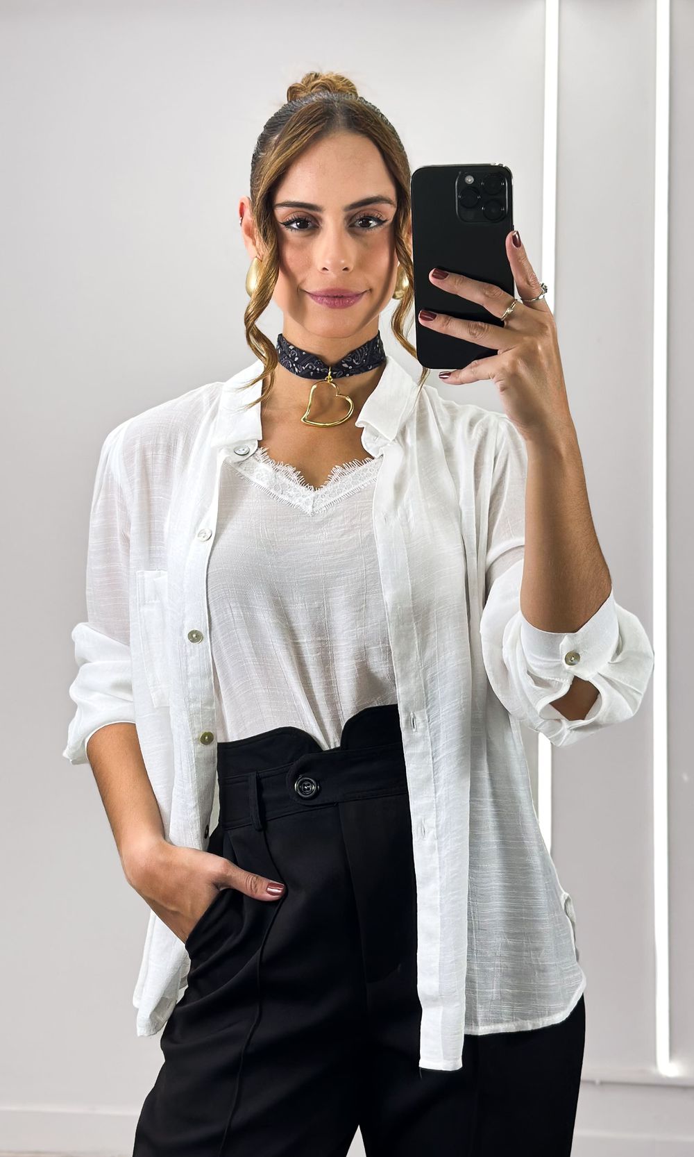 Camisa com Regata Renda - Branco - Jack Modas, Moda Feminina e Acessórios 
