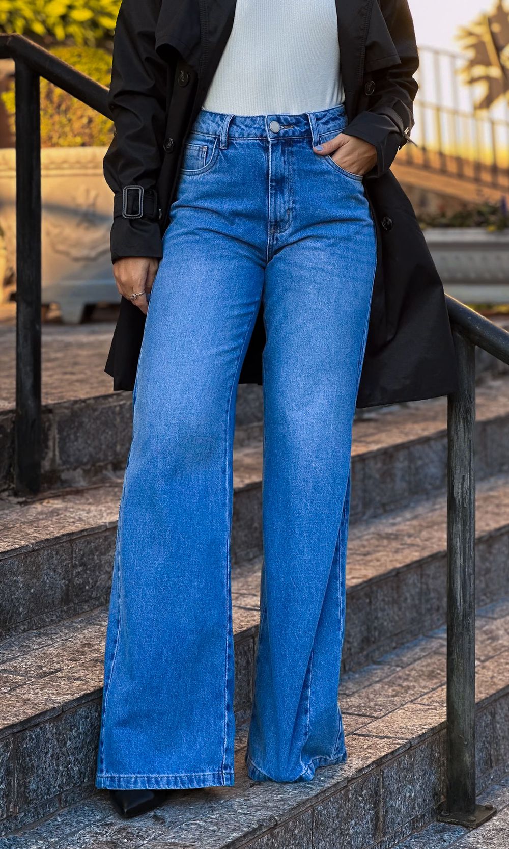 Calça Jeans Pantalona Mormo - Azul Médio